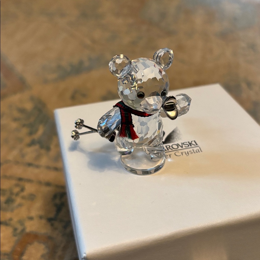 Swarovski Crystal Skiing Bear BNIB Pristine Condition